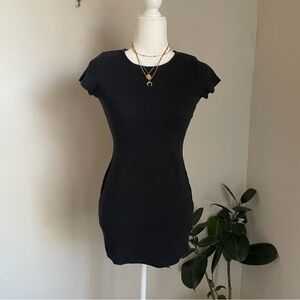 Princess Polly Black Ribbed T-Shirt Dress